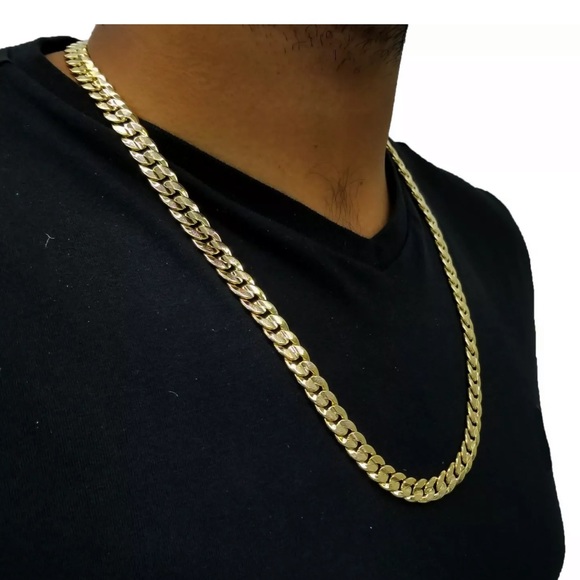 Men’s cuban gold bling necklace & bracelet set - Picture 3 of 5